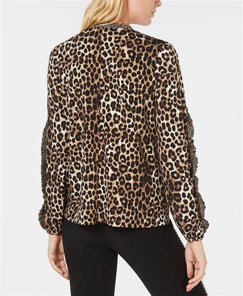 Michael Kors Ruffled Leopard Print Blouse 